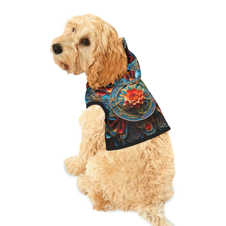 Intricate Floral Mandala - Pet Hoodie - Pets - g(0D·IO) - XXS - Black Rib -