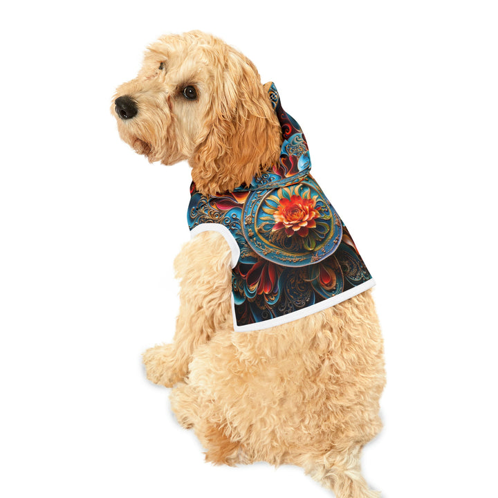 Intricate Floral Mandala - Pet Hoodie - Pets - g(0D·IO) - XXS - Black Rib -