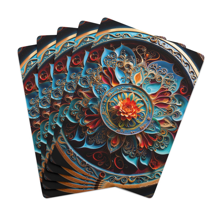 Intricate Floral Mandala - Poker Cards - Paper products - g(0D·IO) - 2.47" x 3.47" - White - Semi Glossy