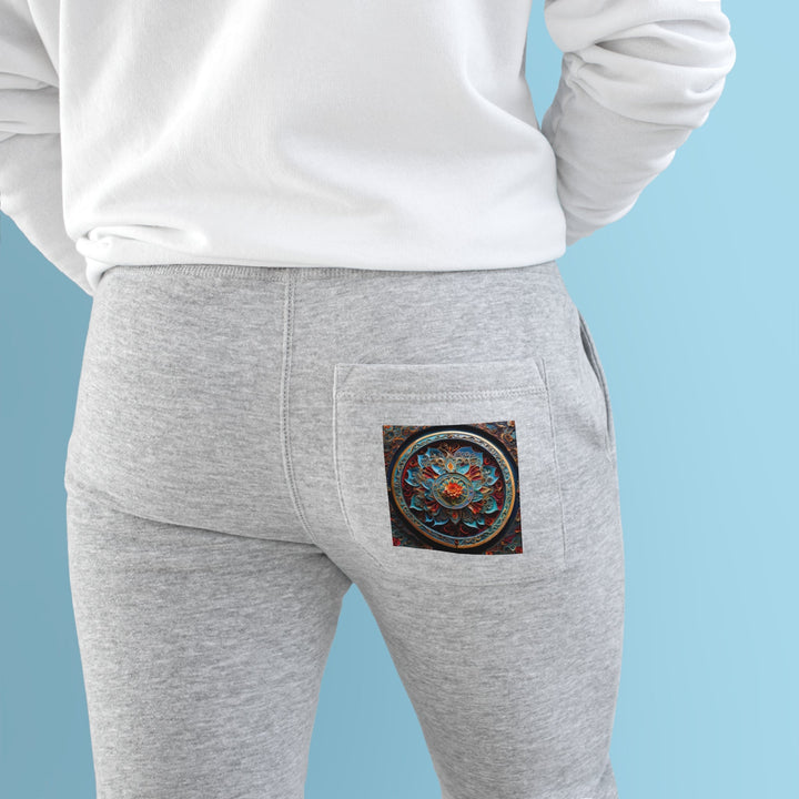 Intricate Floral Mandala - Premium Fleece Joggers - Trousers - g(0D·IO) - Charcoal Heather - M -