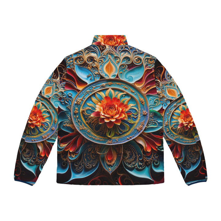 Intricate Floral Mandala - Puffer Jacket - All Over Prints - g(0D·IO) - S - Black zipper -