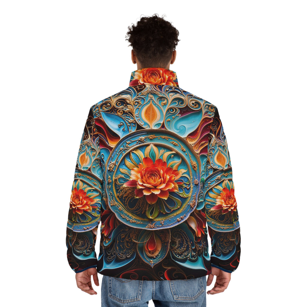 Intricate Floral Mandala - Puffer Jacket - All Over Prints - g(0D·IO) - S - Black zipper -