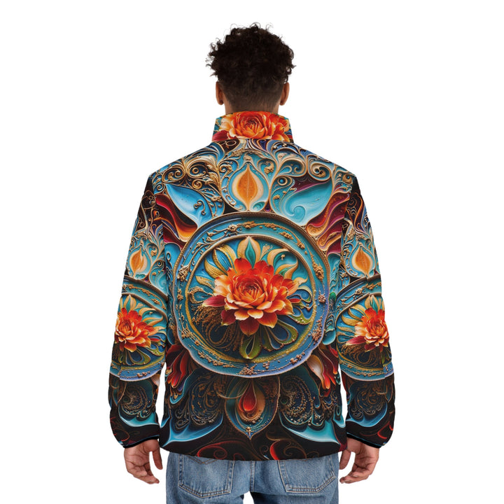 Intricate Floral Mandala - Puffer Jacket - All Over Prints - g(0D·IO) - S - Black zipper -
