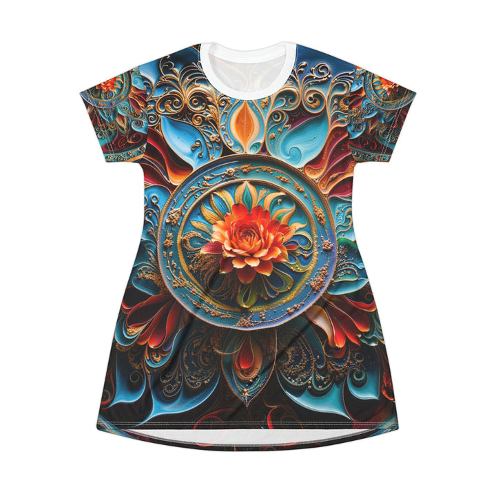 Intricate Floral Mandala - T-Shirt Dress - All Over Prints - g(0D·IO) - XS - -