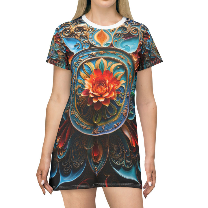 Intricate Floral Mandala - T-Shirt Dress - All Over Prints - g(0D·IO) - XS - -