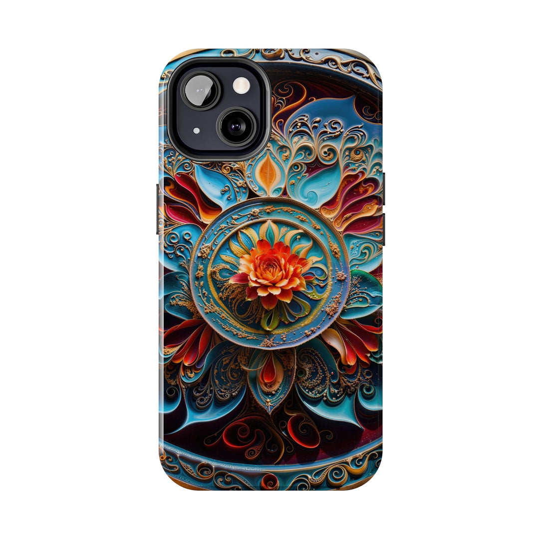 Intricate Floral Mandala - Tough Phone Case - Phone Case - g(0D·IO) - iPhone 13 Mini - -