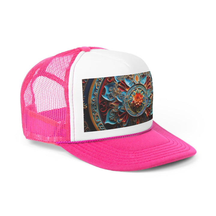 Intricate Floral Mandala - Trucker Hat - Hats - g(0D·IO) - Pink - One size -