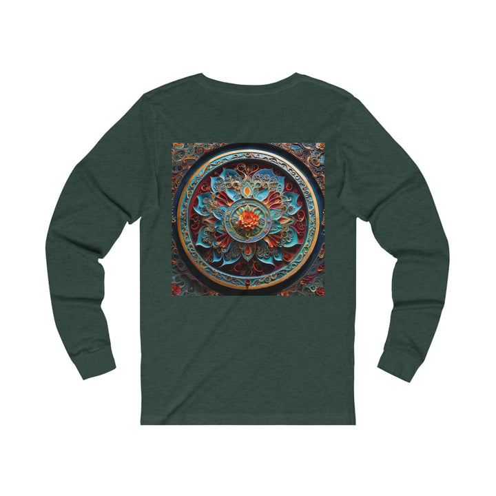 Intricate Floral Mandala - Unisex Jersey Long Sleeve Tee - Long-sleeve - g(0D·IO) - S - Heather Forest -