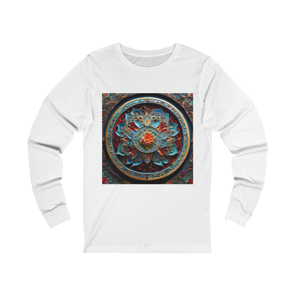 Intricate Floral Mandala - Unisex Jersey Long Sleeve Tee - Long-sleeve - g(0D·IO) - S - White -