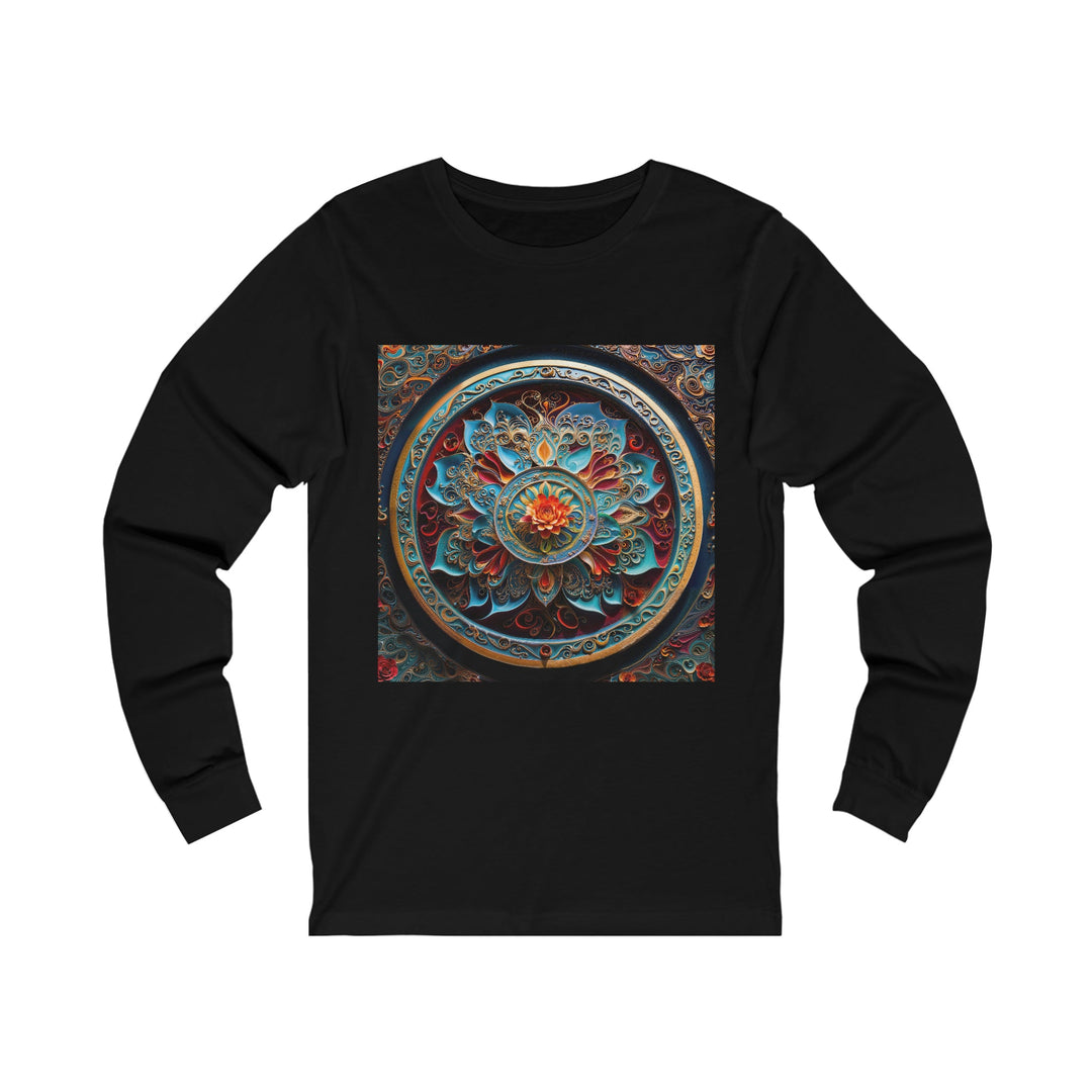 Intricate Floral Mandala - Unisex Jersey Long Sleeve Tee - Long-sleeve - g(0D·IO) - S - Black -