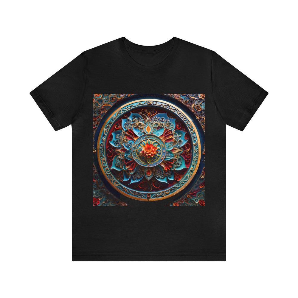 Intricate Floral Mandala - Unisex Jersey Short Sleeve Tee - T-Shirt - g(0D·IO) - Black - S -