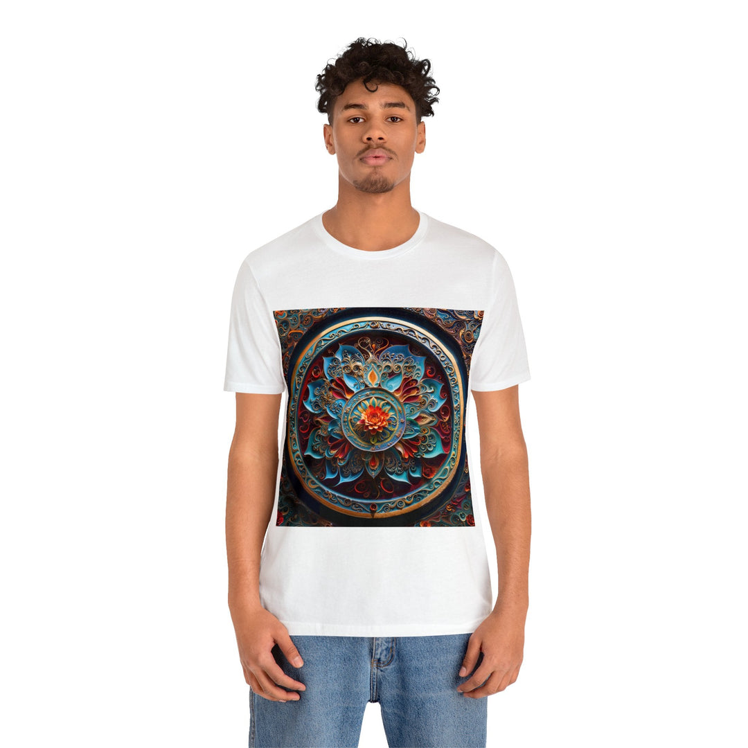 Intricate Floral Mandala - Unisex Jersey Short Sleeve Tee - T-Shirt - g(0D·IO) - Black - S -