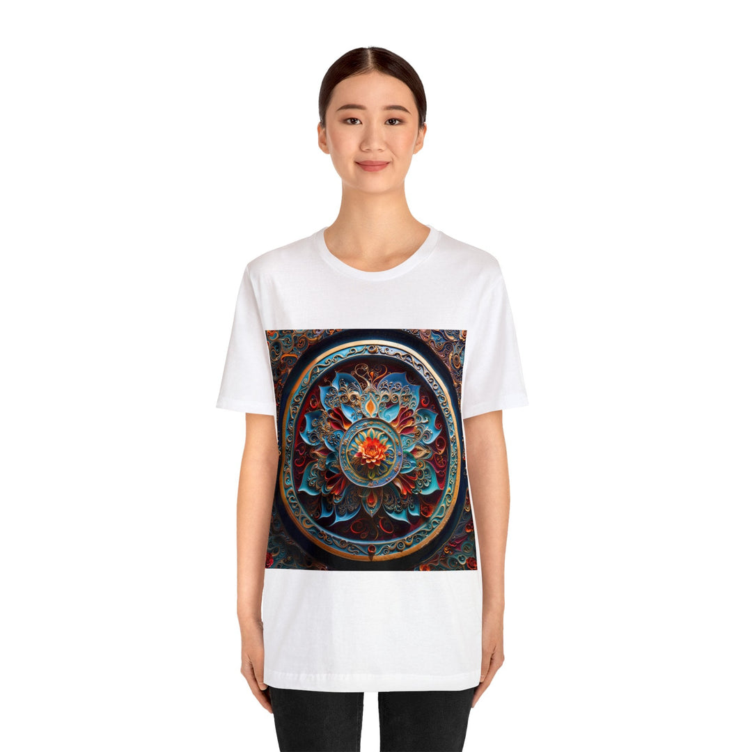 Intricate Floral Mandala - Unisex Jersey Short Sleeve Tee - T-Shirt - g(0D·IO) - Black - S -