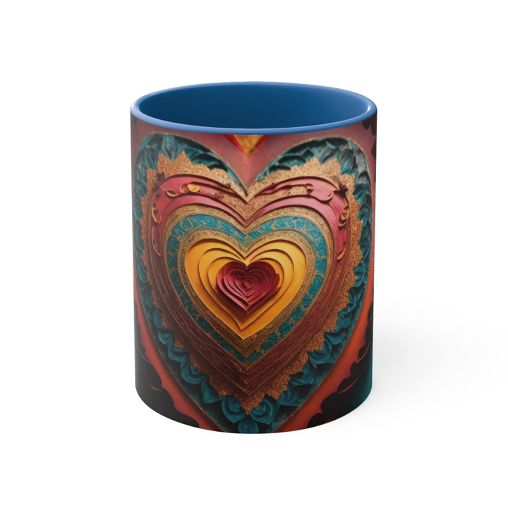 Intricate Heart Mandala - Accent Coffee Mug - Mug - g(0D·IO) - Blue - 11oz -