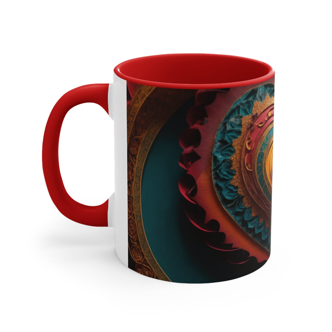 Intricate Heart Mandala - Accent Coffee Mug - Mug - g(0D·IO) - Pink - 11oz -