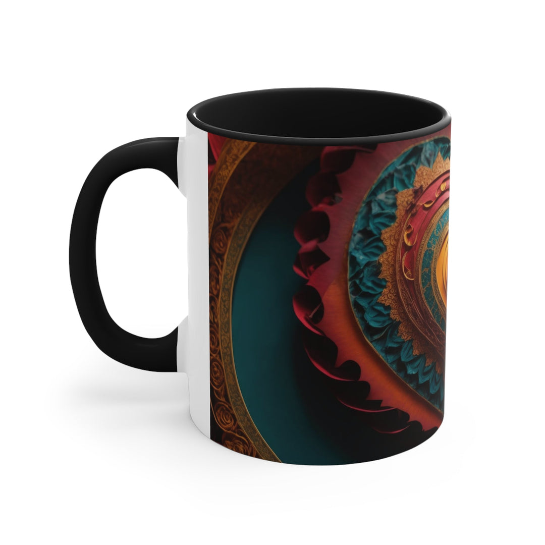 Intricate Heart Mandala - Accent Coffee Mug - Mug - g(0D·IO) - Pink - 11oz -