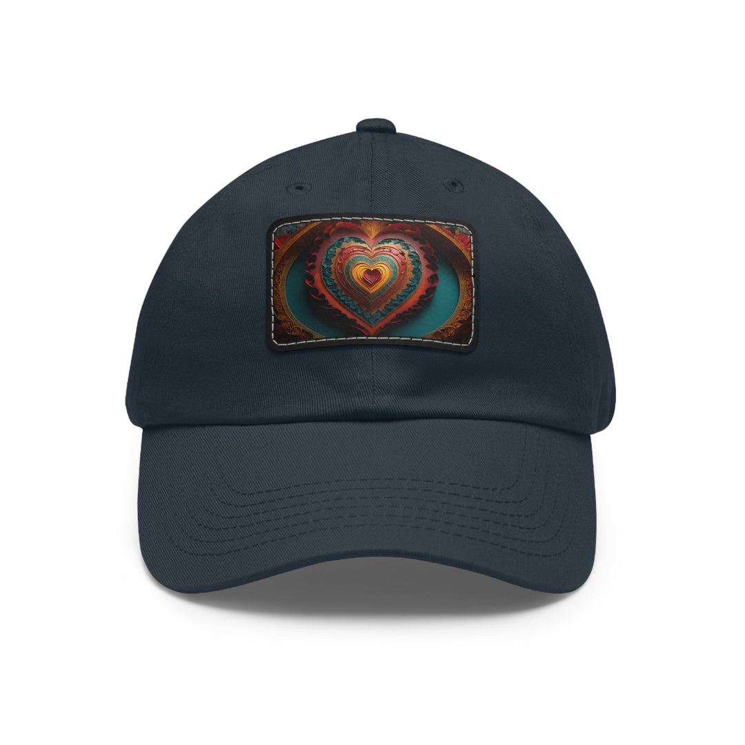 Intricate Heart Mandala - Dad Hat - Hats - g(0D·IO) - Navy / Black patch - Rectangle - One size