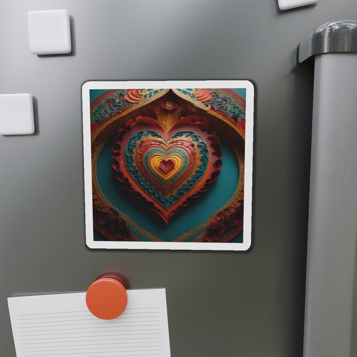 Intricate Heart Mandala - Die-cut Magnet - Home Decor - g(0D·IO) - 6 × 6" - Die-Cut - 1 pc