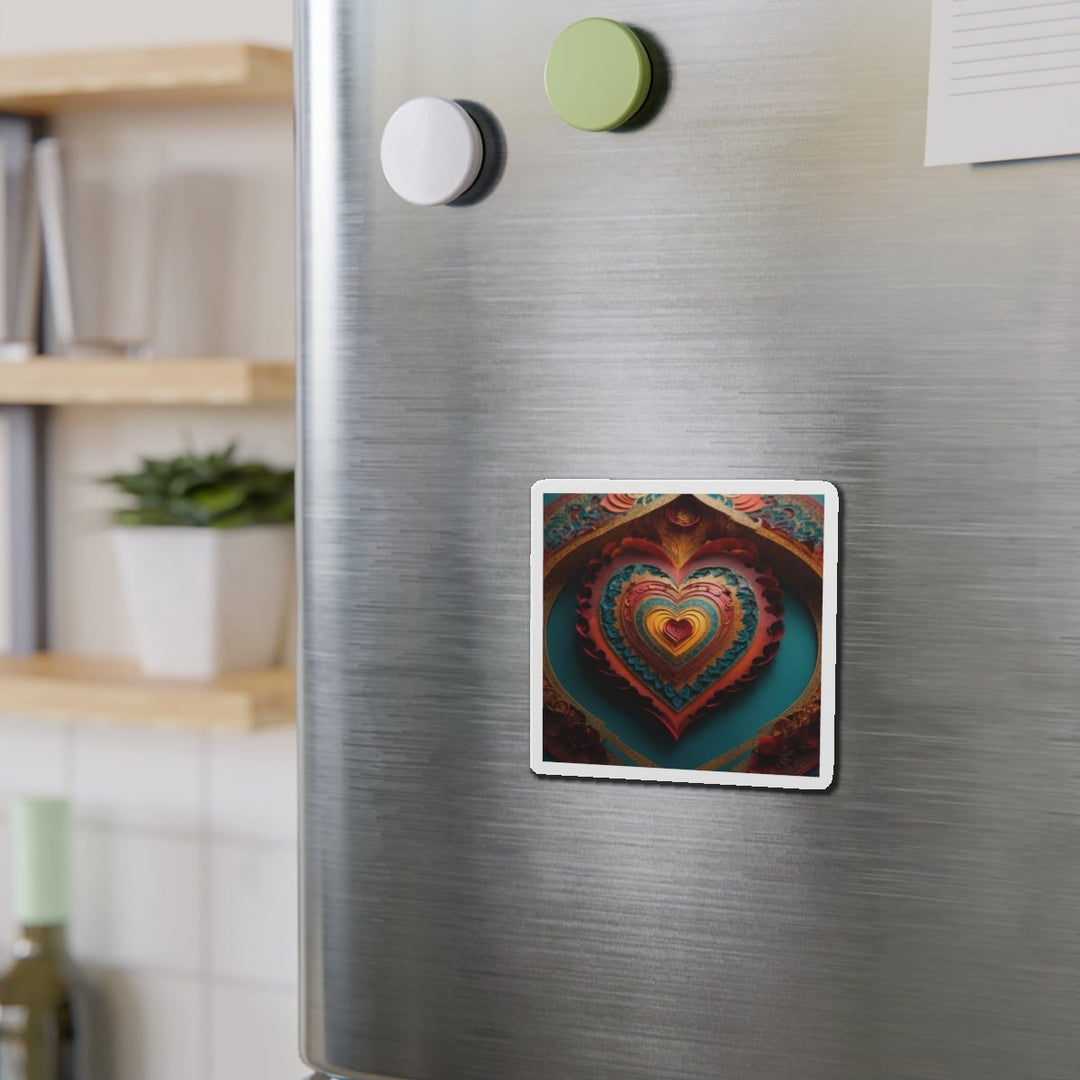 Intricate Heart Mandala - Die-cut Magnet - Home Decor - g(0D·IO) - 6 × 6" - Die-Cut - 1 pc