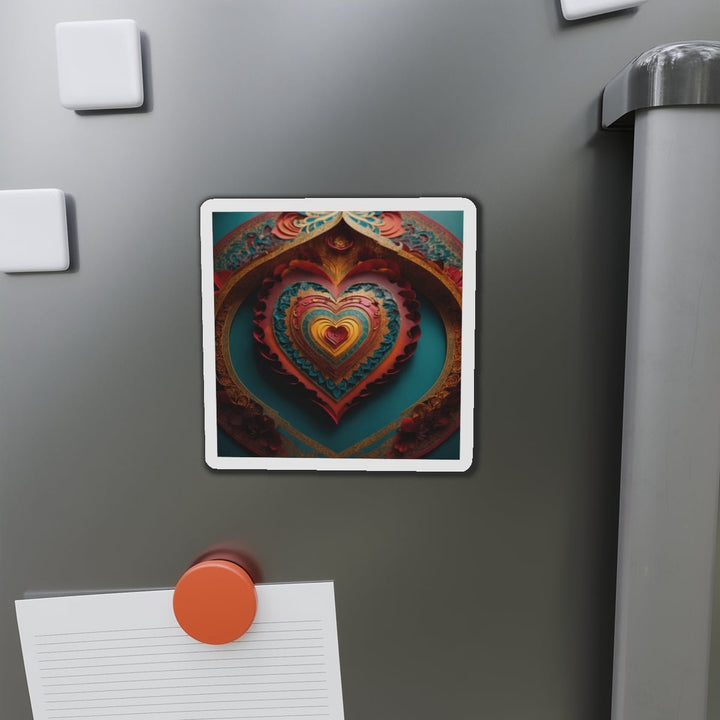 Intricate Heart Mandala - Die-cut Magnet - Home Decor - g(0D·IO) - 6 × 6" - Die-Cut - 1 pc