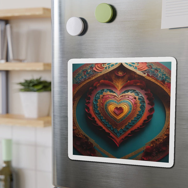 Intricate Heart Mandala - Die-cut Magnet - Home Decor - g(0D·IO) - 6 × 6" - Die-Cut - 1 pc