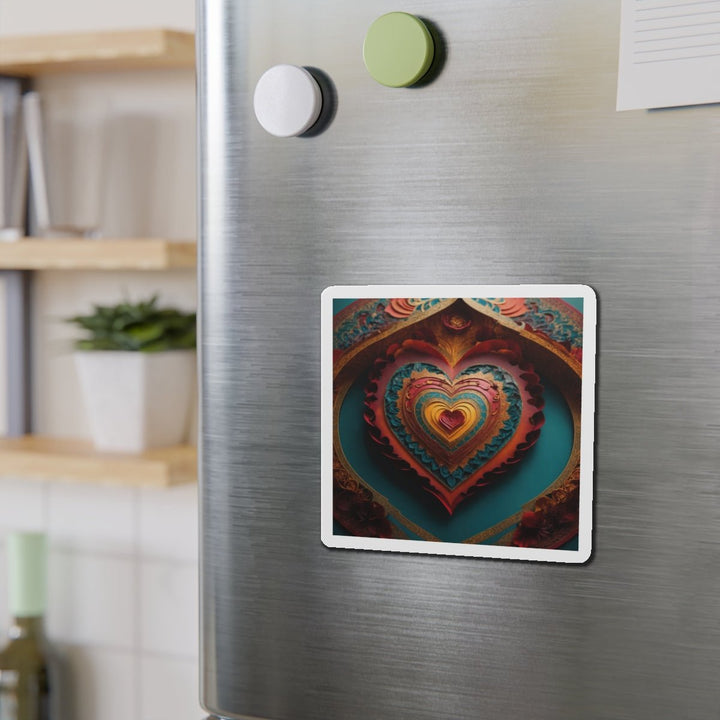 Intricate Heart Mandala - Die-cut Magnet - Home Decor - g(0D·IO) - 6 × 6" - Die-Cut - 1 pc