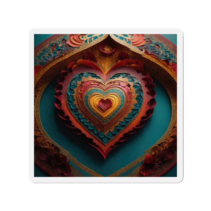 Intricate Heart Mandala - Die-cut Magnet - Home Decor - g(0D·IO) - 6 × 6" - Die-Cut - 1 pc