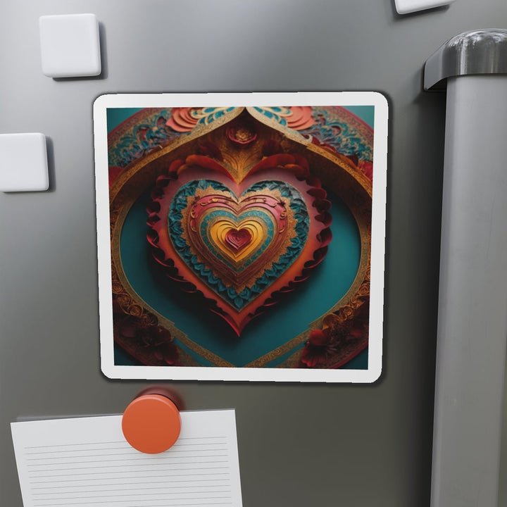 Intricate Heart Mandala - Die-cut Magnet - Home Decor - g(0D·IO) - 6 × 6" - Die-Cut - 1 pc