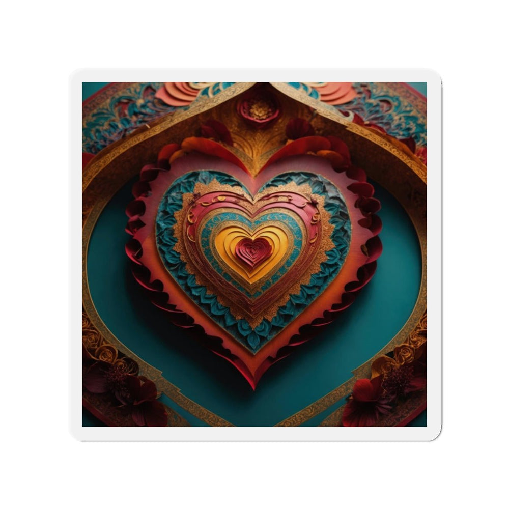 Intricate Heart Mandala - Die-cut Magnet - Home Decor - g(0D·IO) - 3" x 3" - Die-Cut - 1 pc