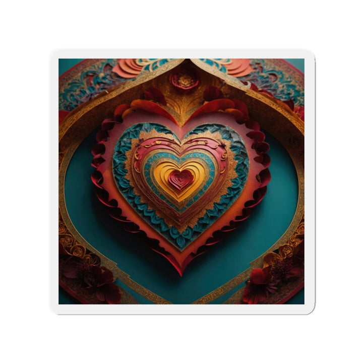 Intricate Heart Mandala - Die-cut Magnet - Home Decor - g(0D·IO) - 4" x 4" - Die-Cut - 1 pc