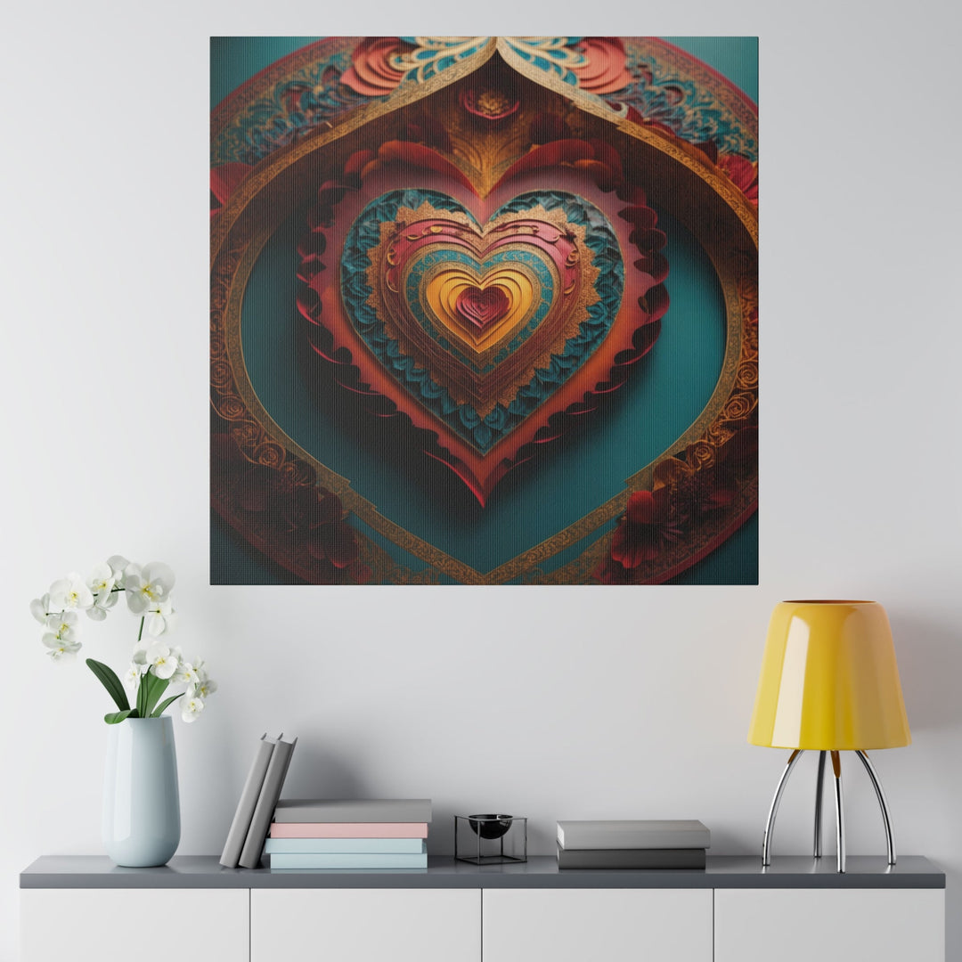 Intricate Heart Mandala - Matte Canvas - Canvas - g(0D·IO) - 32" x 32" (Square) - 0.75'' -