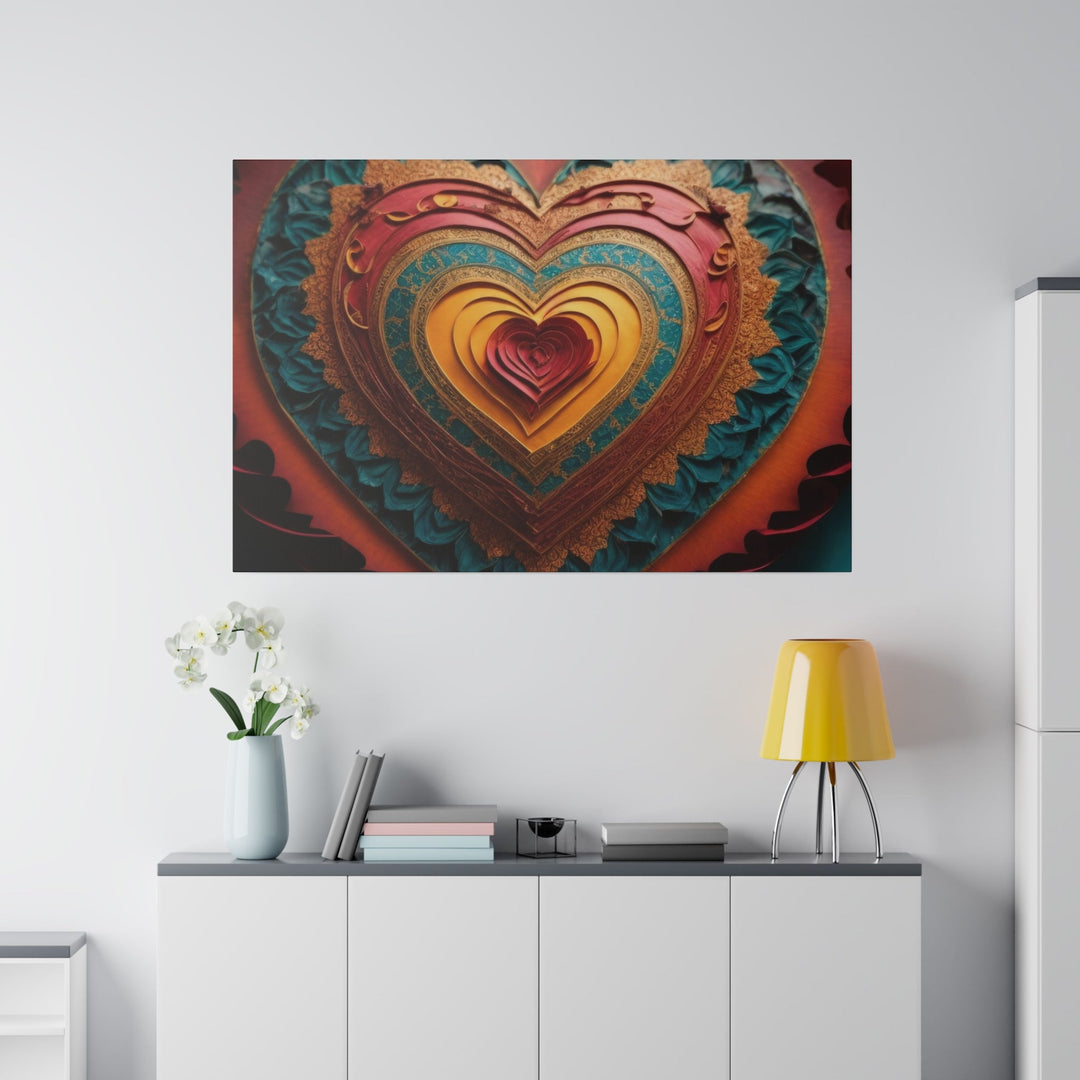 Intricate Heart Mandala - Matte Canvas - Canvas - g(0D·IO) - 32" x 32" (Square) - 0.75'' -