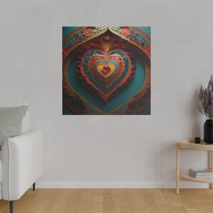 Intricate Heart Mandala - Matte Canvas - Canvas - g(0D·IO) - 32" x 32" (Square) - 0.75'' -