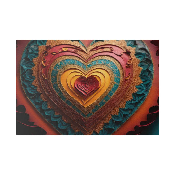 Intricate Heart Mandala - Matte Canvas - Canvas - g(0D·IO) - 48″ x 32″ (Horizontal) - 0.75'' -