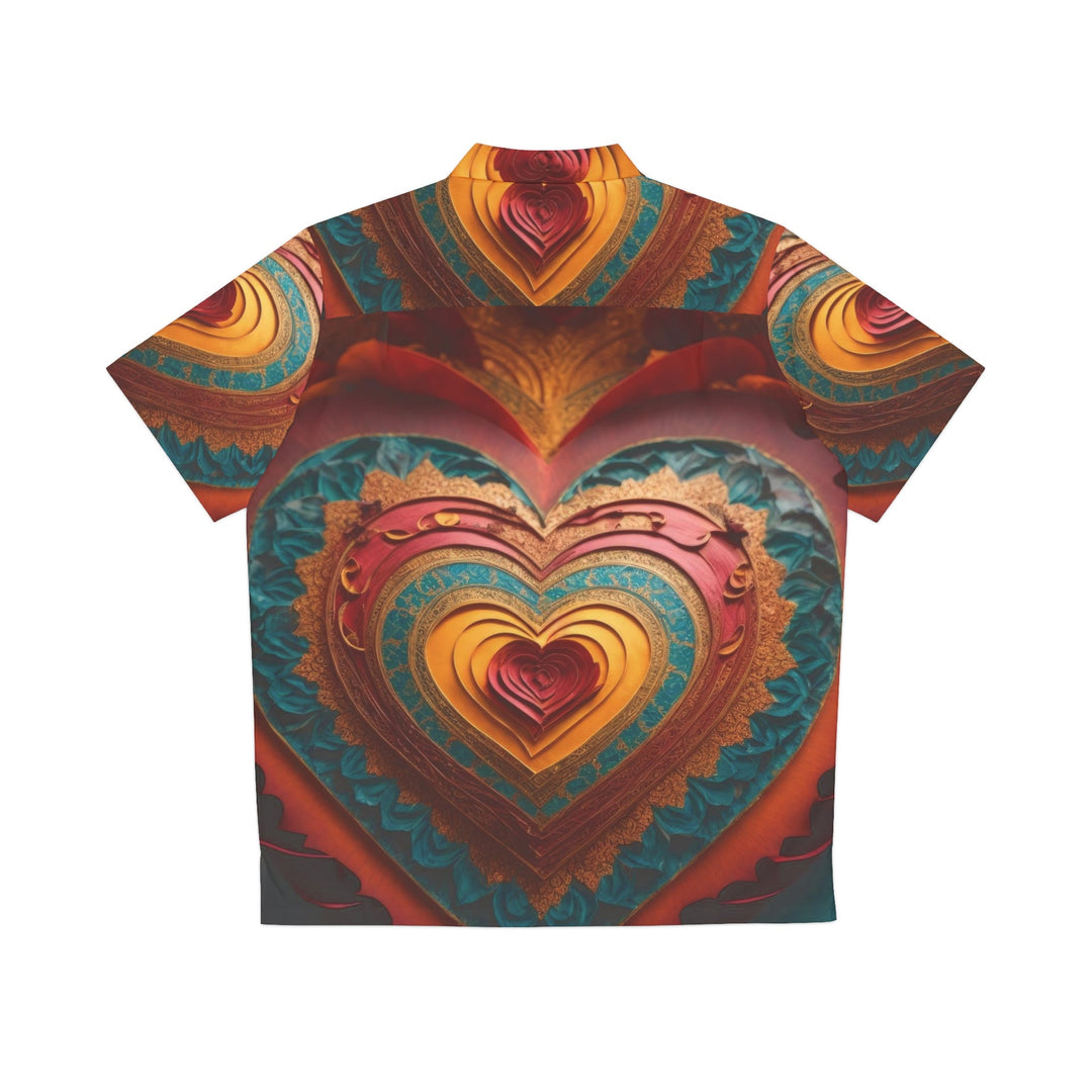 Intricate Heart Mandala - Men's Hawaiian Shirt - All Over Prints - g(0D·IO) - S - Black -