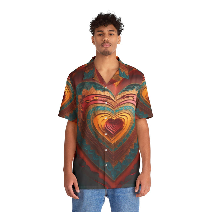 Intricate Heart Mandala - Men's Hawaiian Shirt - All Over Prints - g(0D·IO) - S - Black -