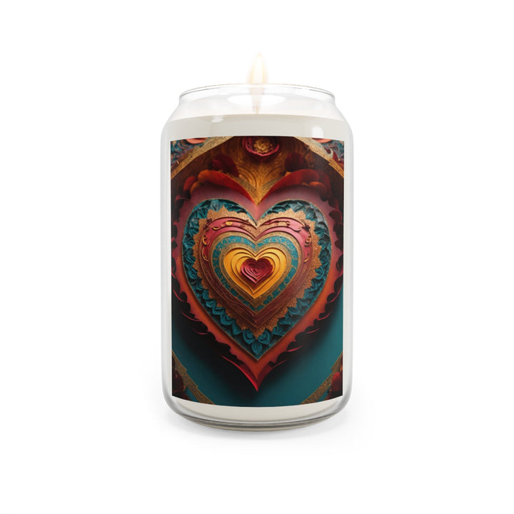 Intricate Heart Mandala - Scented Candle - Home Decor - g(0D·IO) - Vanilla Bean - 13.75oz -