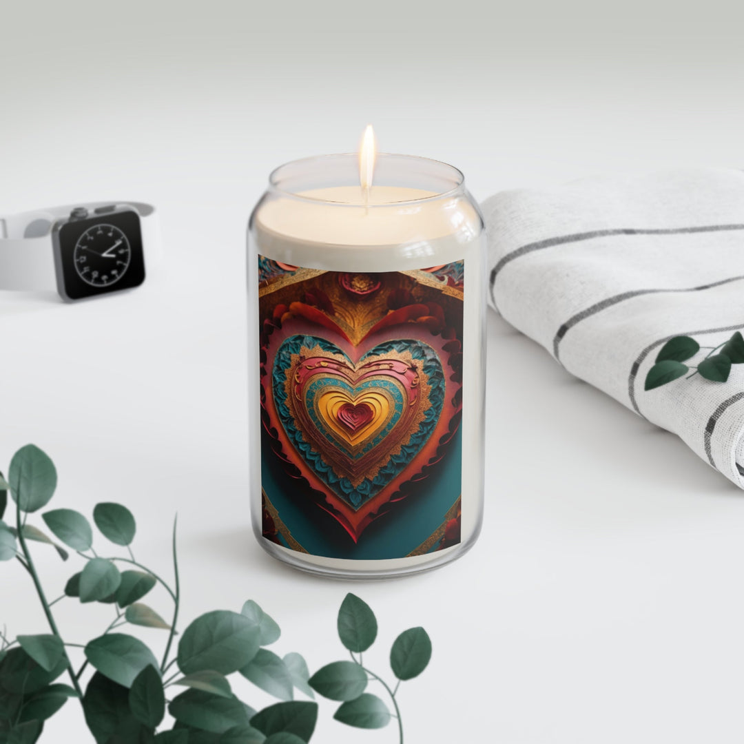 Intricate Heart Mandala - Scented Candle - Home Decor - g(0D·IO) - Vanilla Bean - 13.75oz -