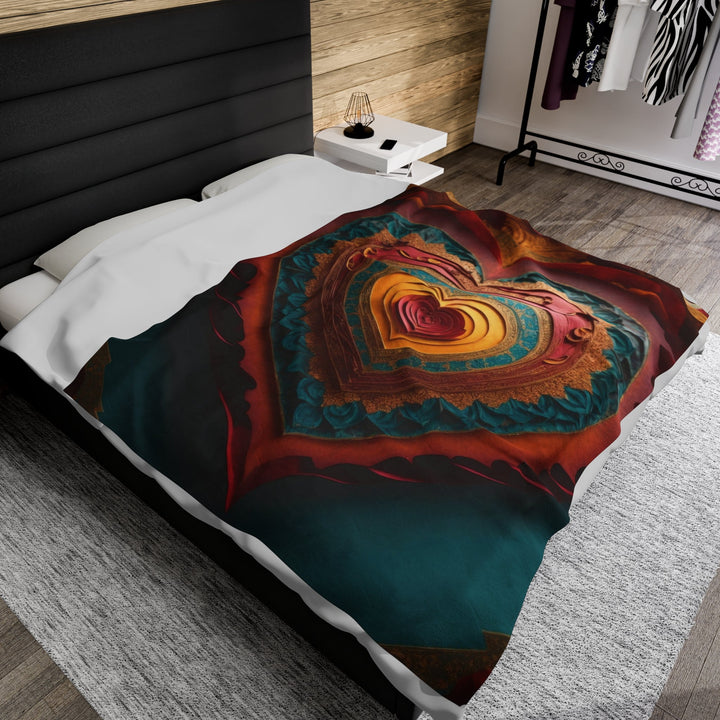 Intricate Heart Mandala - Velveteen Plush Blanket - All Over Prints - g(0D·IO) - 30" × 40" - -