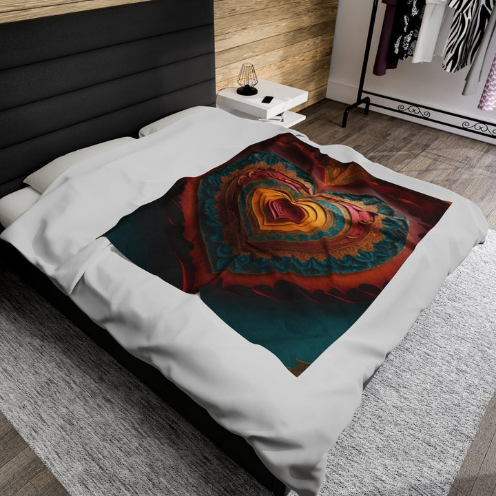 Intricate Heart Mandala - Velveteen Plush Blanket - All Over Prints - g(0D·IO) - 30" × 40" - -