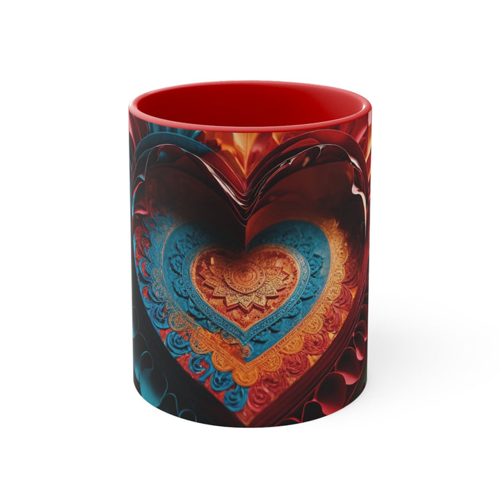 Intricate Layered Heart - Accent Coffee Mug - Mug - g(0D·IO) - Red - 11oz -