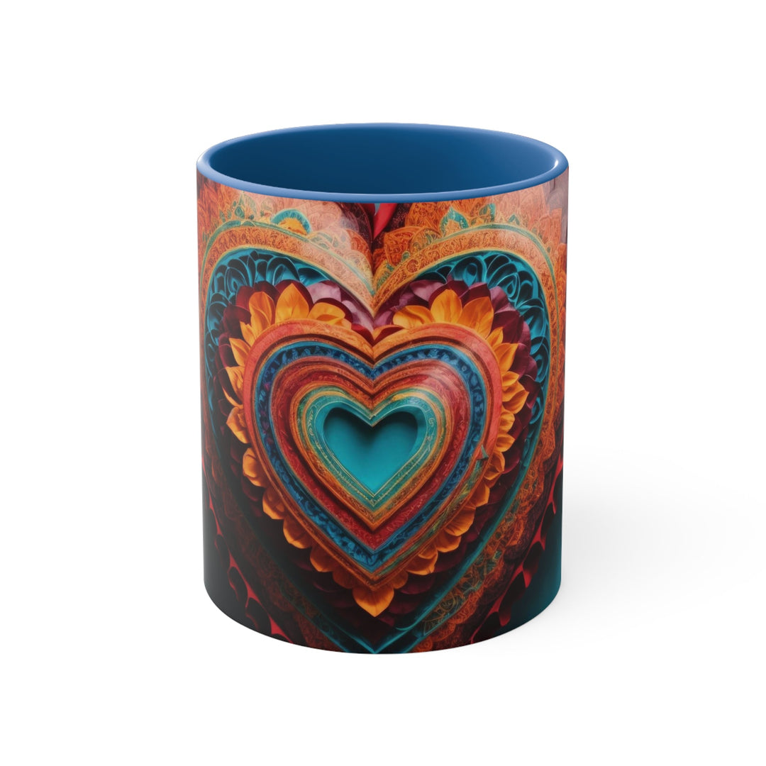 Intricate Layered Heart - Accent Coffee Mug - Mug - g(0D·IO) - Blue - 11oz -