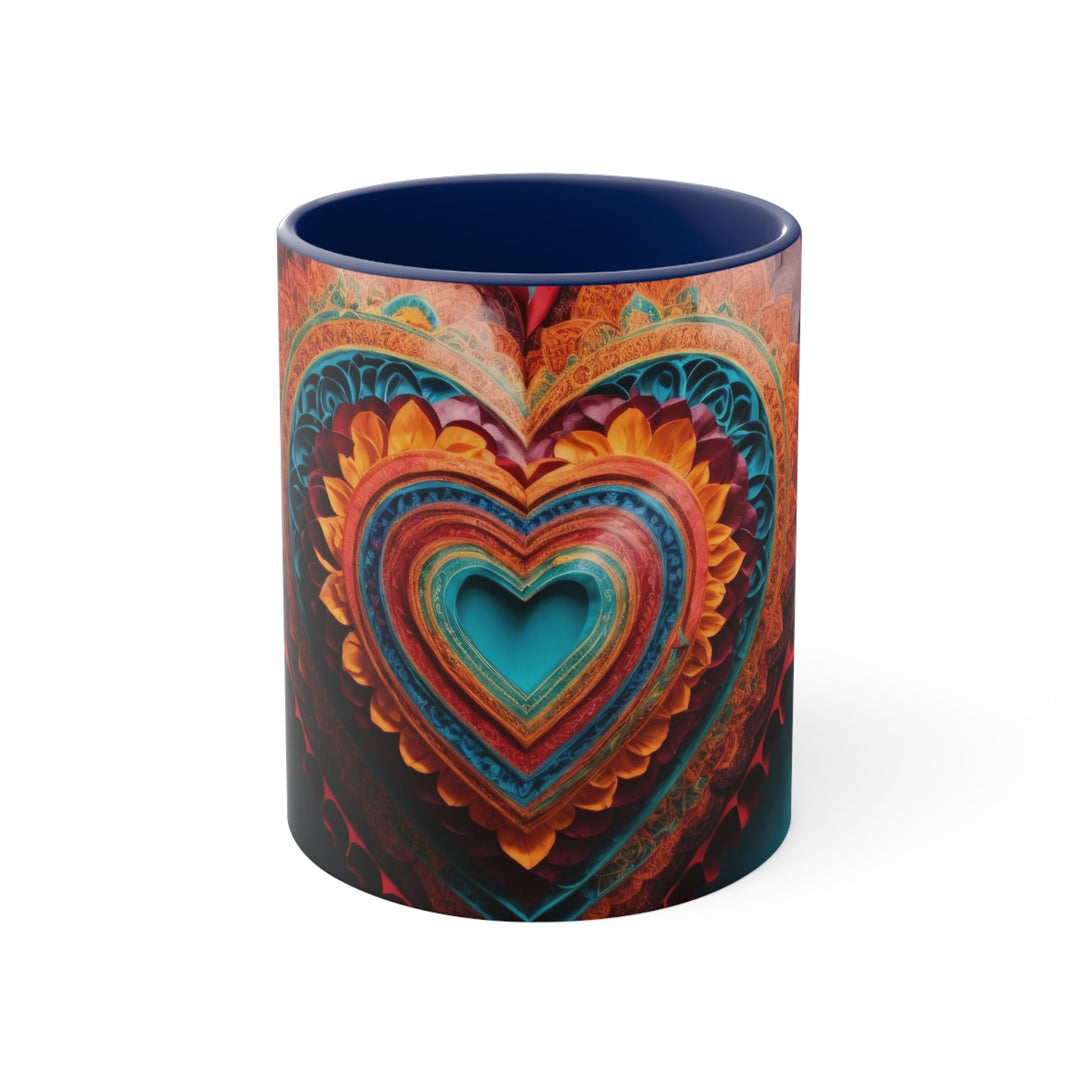 Intricate Layered Heart - Accent Coffee Mug - Mug - g(0D·IO) - Navy - 11oz -