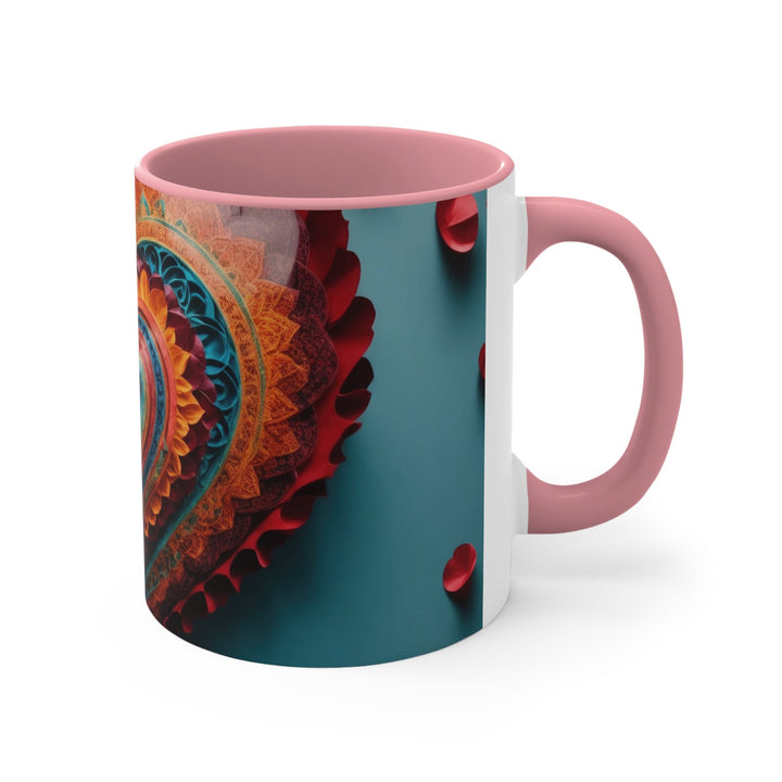 Intricate Layered Heart - Accent Coffee Mug - Mug - g(0D·IO) - Pink - 11oz -