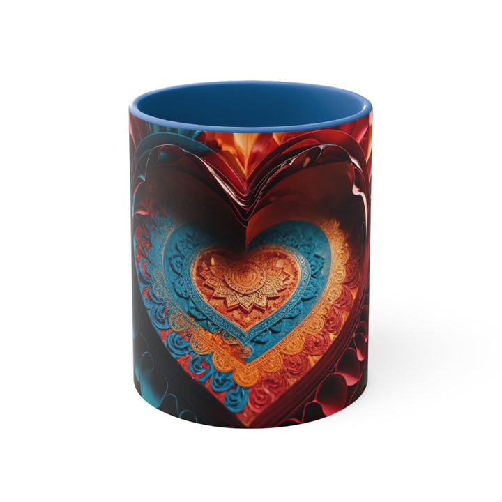 Intricate Layered Heart - Accent Coffee Mug - Mug - g(0D·IO) - Blue - 11oz -