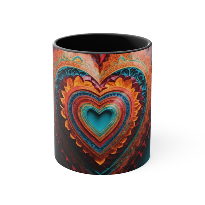 Intricate Layered Heart - Accent Coffee Mug - Mug - g(0D·IO) - Black - 11oz -