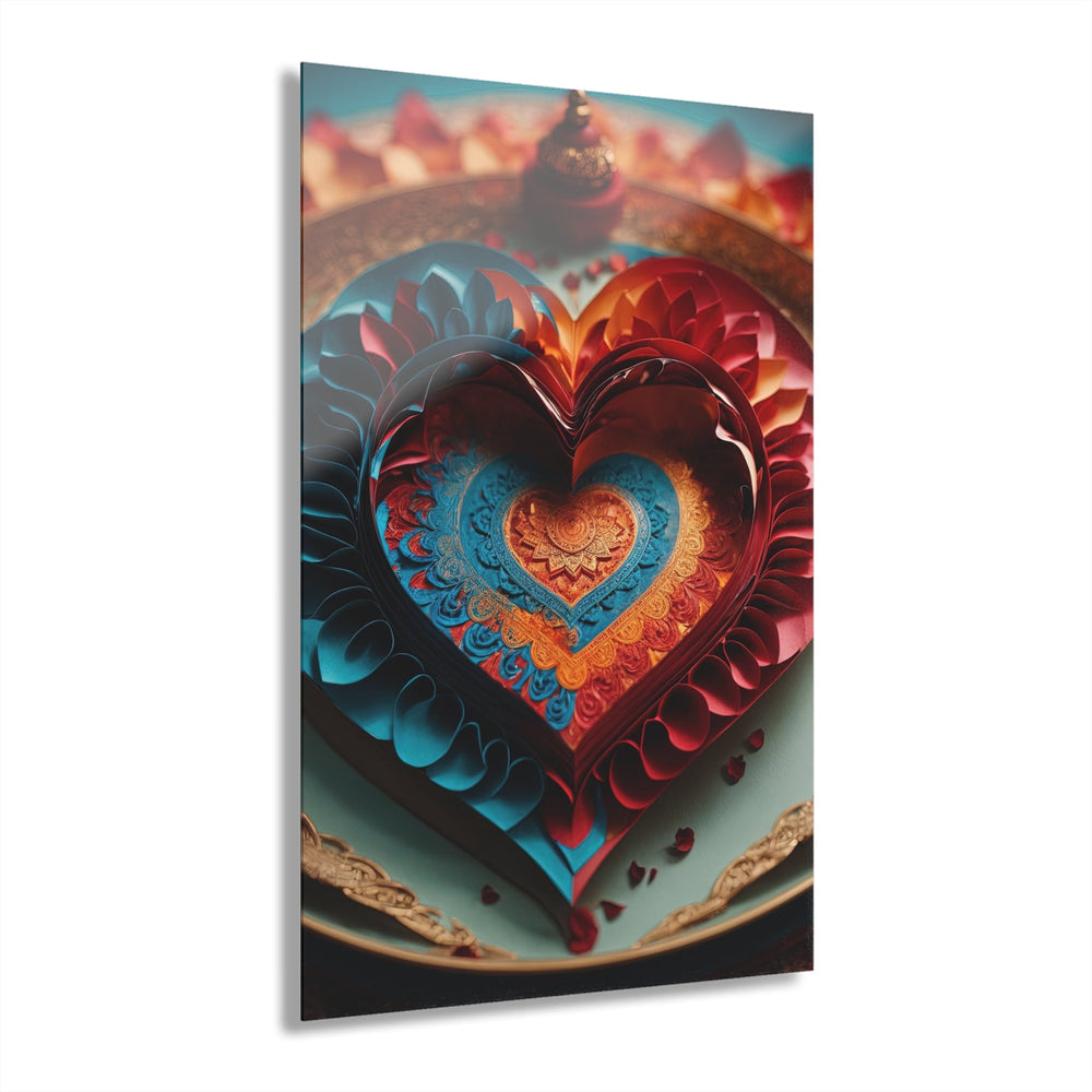 Intricate Layered Heart - Acrylic Prints (French Cleat Hanging) - Home Decor - g(0D·IO) - 24" x 36" (Vertical) - 0.25'' -