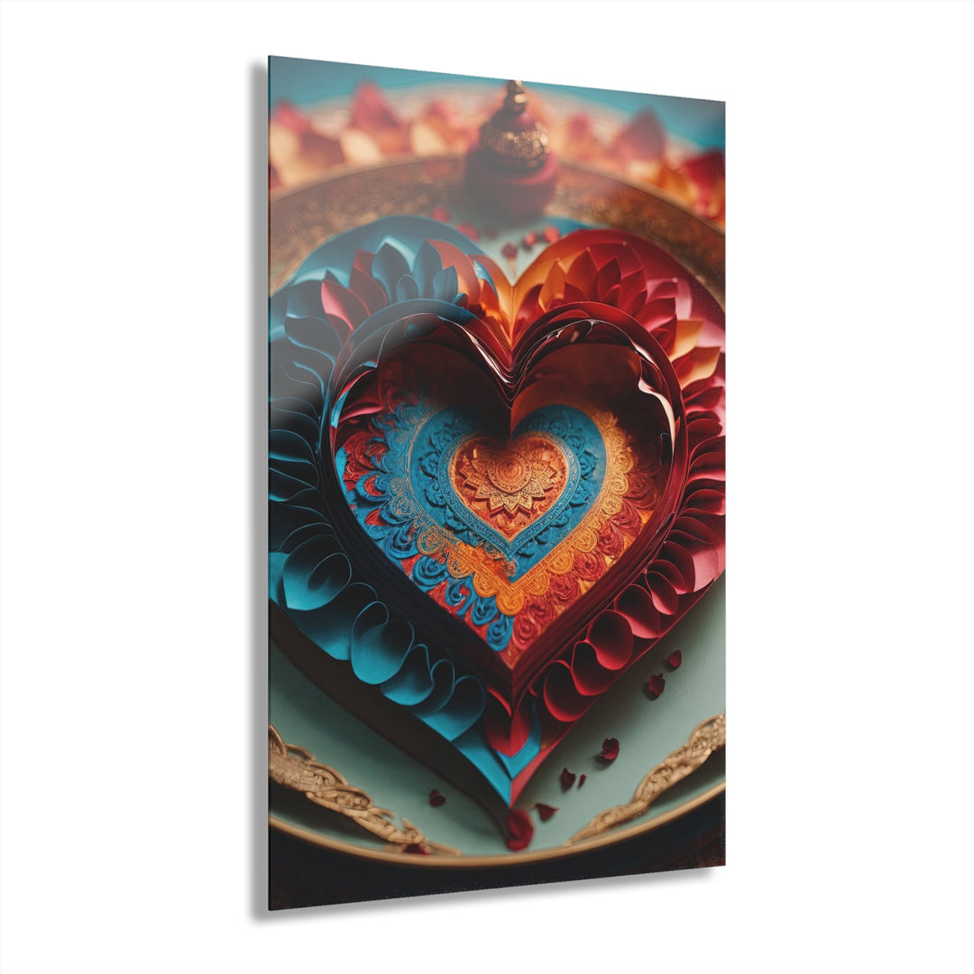 Intricate Layered Heart - Acrylic Prints (French Cleat Hanging) - Home Decor - g(0D·IO) - 24" x 36" (Vertical) - 0.25'' -