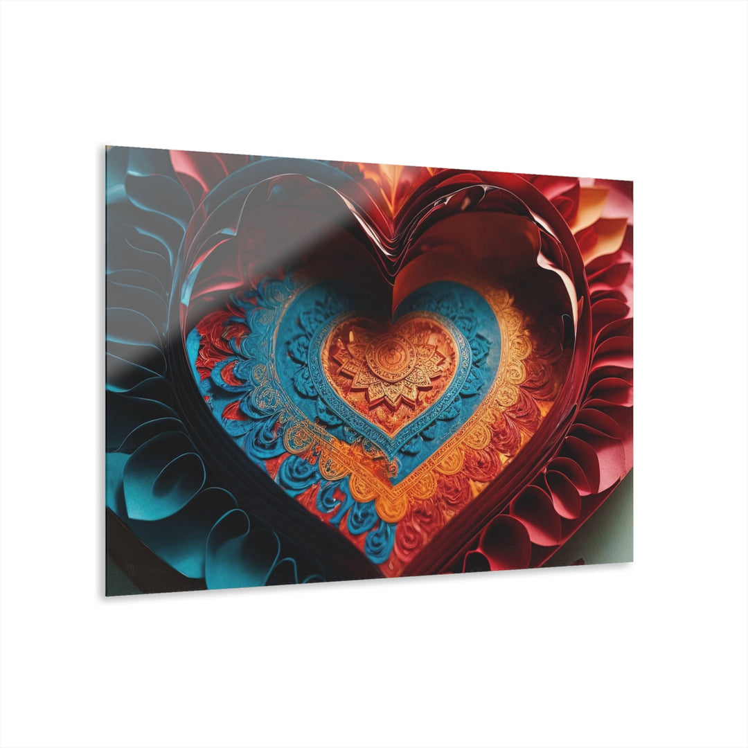 Intricate Layered Heart - Acrylic Prints (French Cleat Hanging) - Home Decor - g(0D·IO) - 36" x 24" (Horizontal) - 0.25'' -