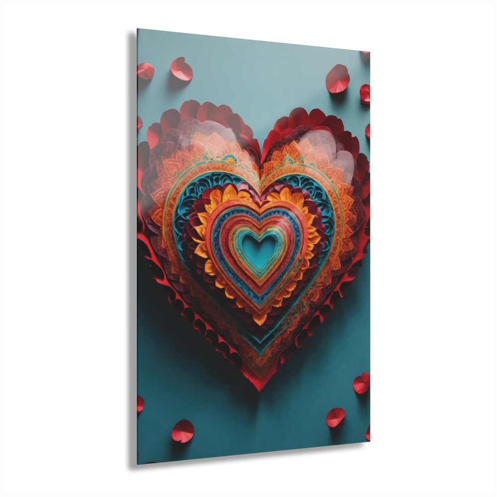 Intricate Layered Heart - Acrylic Prints (French Cleat Hanging) - Home Decor - g(0D·IO) - 24" x 36" (Vertical) - 0.25'' -